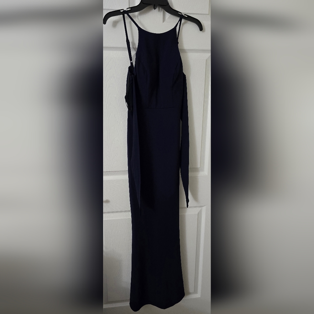 Xtraordinary Elegant Navy Blue Spaghetti Strap Low Back Dress - 0